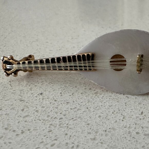 Miniature Mandolin Brooch Mother of Pearl - Picture 9 of 9